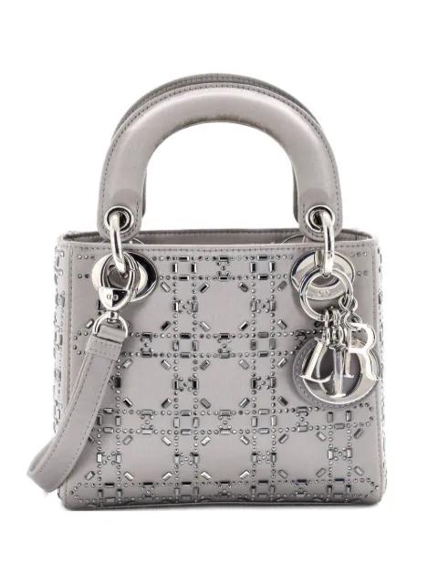 Lady Dior Bag Crystal Embellished Cannage Quilt Satin Mini satchel by CHRISTIAN DIOR 