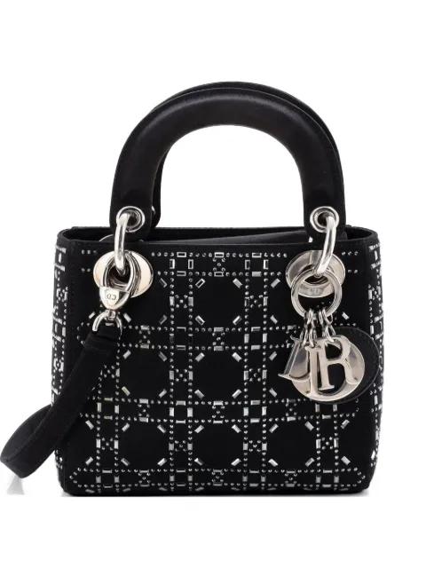 Lady Dior Bag Crystal Embellished Cannage Quilt Satin Mini satchel by CHRISTIAN DIOR 