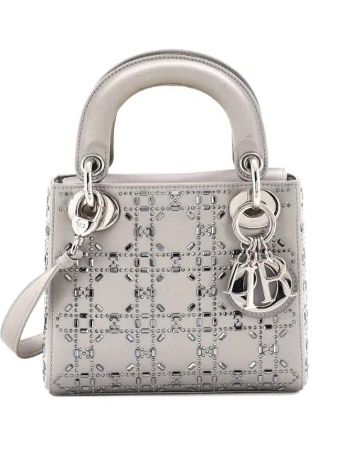 Lady Dior Bag Crystal Embellished Cannage Quilt Satin Mini satchel by CHRISTIAN DIOR 