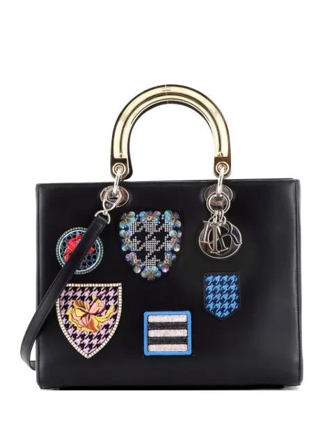 Lady Dior Bag Patch Embellished Leather Large satchel by CHRISTIAN DIOR 