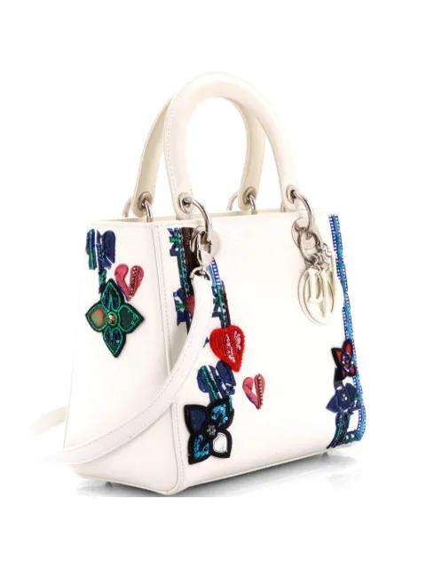 Lady Dior Bag Patch Embellished Leather Medium satchel by CHRISTIAN DIOR 