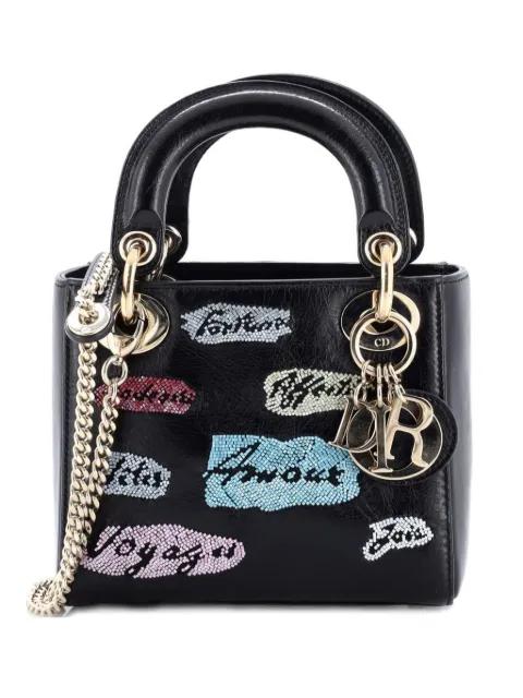 Lady Dior Chain Bag Beaded Leather Mini shoulder bag by CHRISTIAN DIOR 