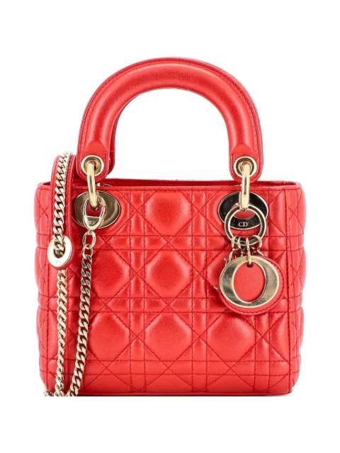 Lady Dior Chain Bag Cannage Quilt Iridescent Leather Mini satchel by CHRISTIAN DIOR 