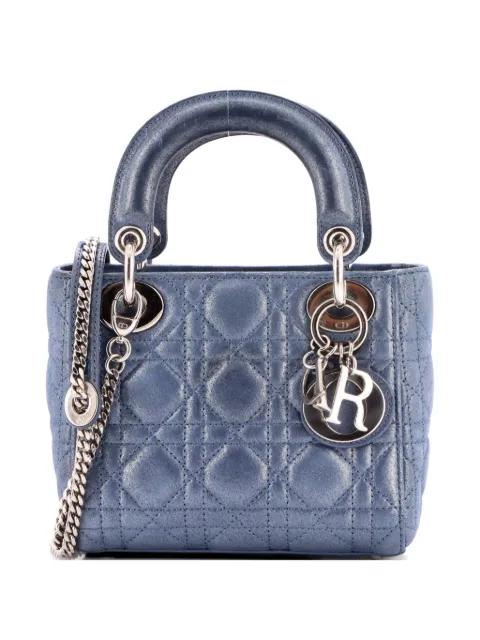 Lady Dior Chain Bag Cannage Quilt Iridescent Leather Mini satchel by CHRISTIAN DIOR 