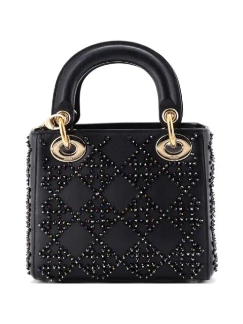 Lady Dior Chain Bag Crystal Embellished Cannage Quilt Leather Mini satchel by CHRISTIAN DIOR 