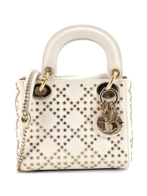 Lady Dior Chain Bag Crystal Embellished Cannage Quilt Leather Mini satchel by CHRISTIAN DIOR 