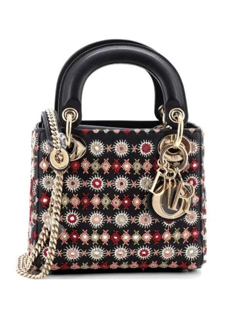 Lady Dior Chain Bag Embroidered Calfskin Mini satchel by CHRISTIAN DIOR 