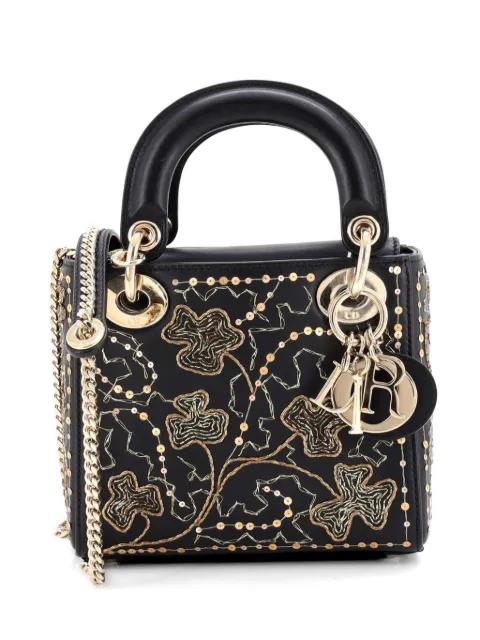 Lady Dior Chain Bag Embroidered Calfskin Mini satchel by CHRISTIAN DIOR 