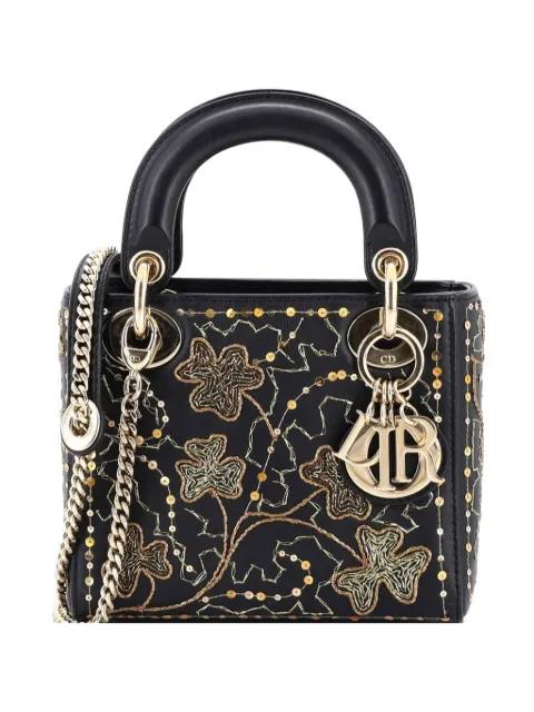 Lady Dior Chain Bag Embroidered Calfskin Mini satchel by CHRISTIAN DIOR 