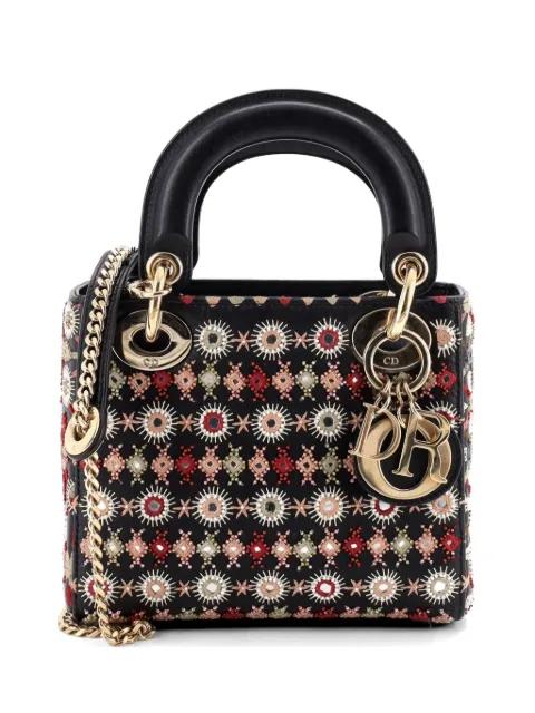 Lady Dior Chain Bag Embroidered Calfskin Mini satchel by CHRISTIAN DIOR 
