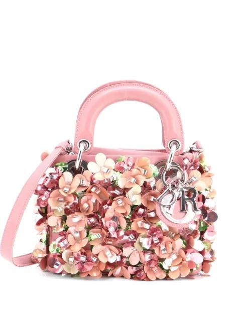 Lady Dior Flower Charm Bag Embellished Leather Mini satchel by CHRISTIAN DIOR 