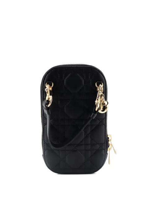Lady Dior Phone Holder on Chain Cannage Quilt Lambskin crossbody bag by CHRISTIAN DIOR 