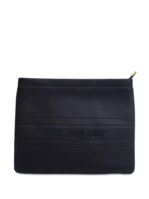2020 Embossed Calfskin Logo Zip clutch bag by CHRISTIAN DIOR PRE-OWNED 2020 Embossed Calfskin Logo Zip clutch bag by CHRISTIAN DIOR PRE-OWNED