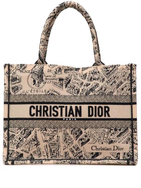 2023 Medium Embroidered Canvas Plan de Paris Book tote bag by CHRISTIAN DIOR PRE-OWNED