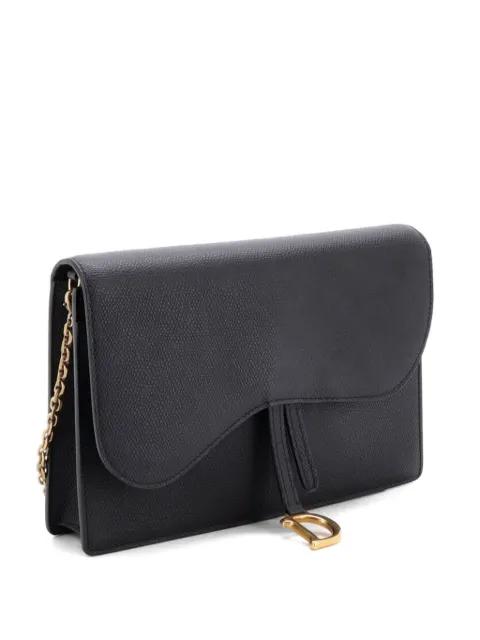 Saddle Chain Leather clutch bag by CHRISTIAN DIOR 