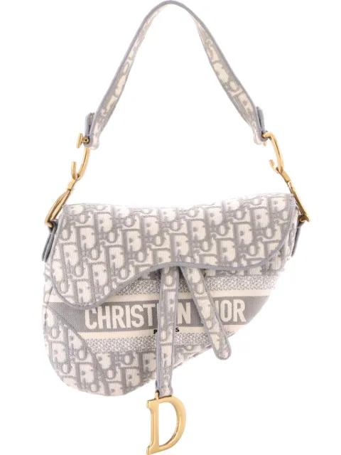 Saddle Handbag Logo Embroidered Oblique Canvas Medium shoulder bag by CHRISTIAN DIOR 
