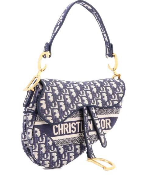 Saddle Handbag Logo Embroidered Oblique Canvas Medium shoulder bag by CHRISTIAN DIOR 