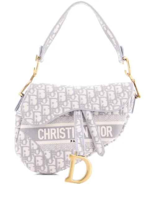 Saddle Handbag Logo Embroidered Oblique Canvas Medium shoulder bag by CHRISTIAN DIOR 