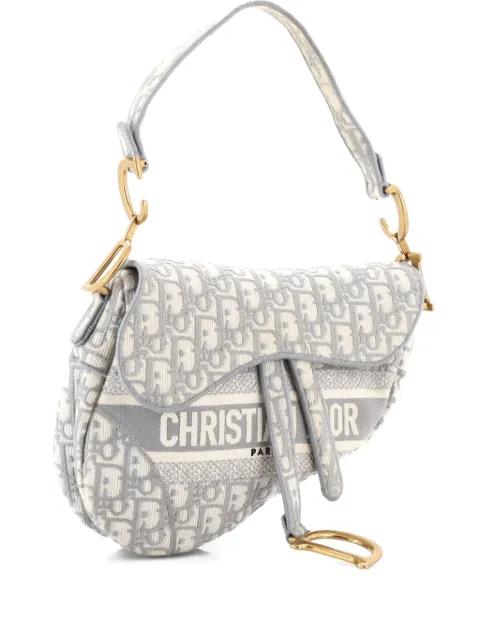 Saddle Handbag Logo Embroidered Oblique Canvas Medium shoulder bag by CHRISTIAN DIOR 
