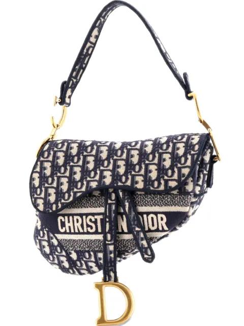 Saddle Handbag Logo Embroidered Oblique Canvas Medium shoulder bag by CHRISTIAN DIOR 