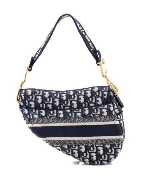 Saddle Handbag Logo Embroidered Oblique Canvas Medium shoulder bag by CHRISTIAN DIOR 