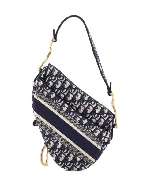 Saddle Handbag Logo Embroidered Oblique Canvas Medium shoulder bag by CHRISTIAN DIOR 