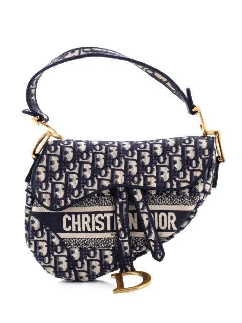 Saddle Handbag Logo Embroidered Oblique Canvas Medium shoulder bag by CHRISTIAN DIOR 