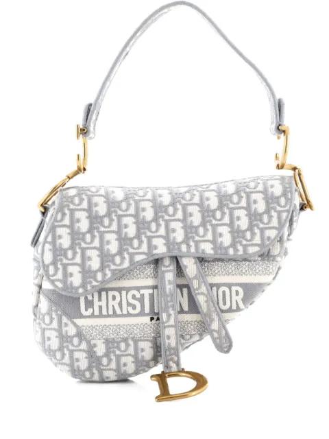 Saddle Handbag Logo Embroidered Oblique Canvas Medium shoulder bag by CHRISTIAN DIOR 