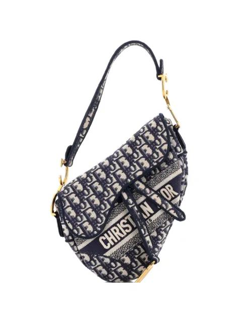 Saddle Handbag Logo Embroidered Oblique Canvas Medium shoulder bag by CHRISTIAN DIOR 