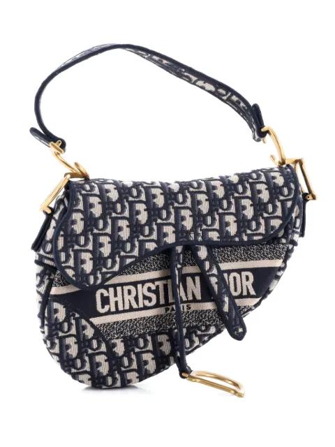 Saddle Handbag Logo Embroidered Oblique Canvas Medium shoulder bag by CHRISTIAN DIOR 