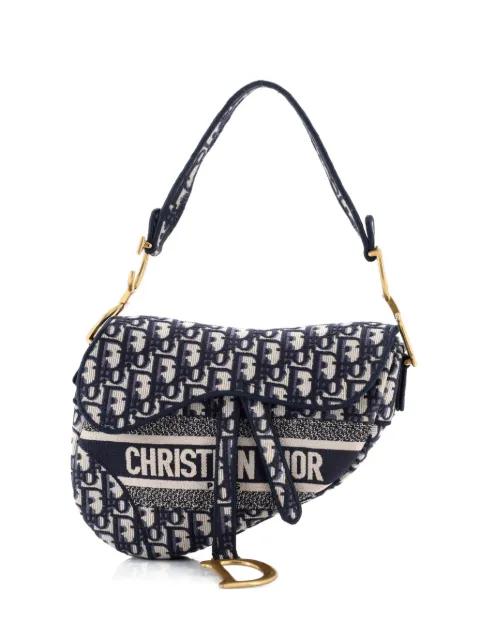 Saddle Handbag Logo Embroidered Oblique Canvas Medium shoulder bag by CHRISTIAN DIOR 