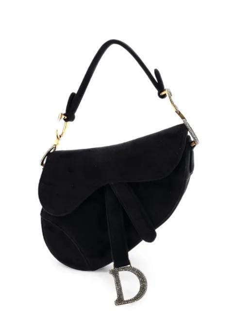 Saddle Handbag Velvet with Crystals Mini shoulder bag by CHRISTIAN DIOR 