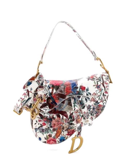 Saddle Handbag with Strap Printed Leather Medium shoulder bag by CHRISTIAN DIOR 
