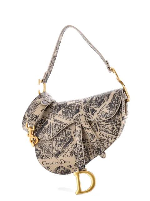 Saddle Handbag with Strap Printed Leather Medium shoulder bag by CHRISTIAN DIOR 