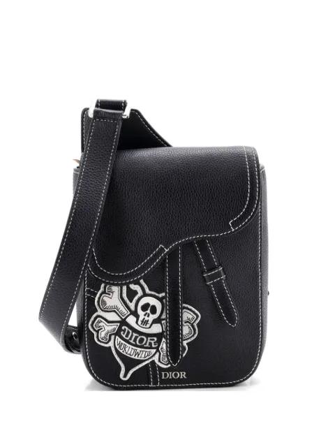 Stussy Saddle Messenger Pouch Leather with Applique crossbody bag by CHRISTIAN DIOR 