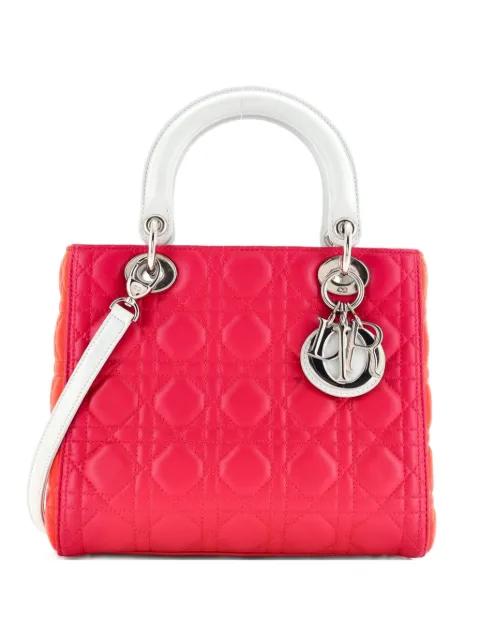 Tricolor Lady Dior Bag Cannage Quilt Lambskin Medium satchel by CHRISTIAN DIOR 