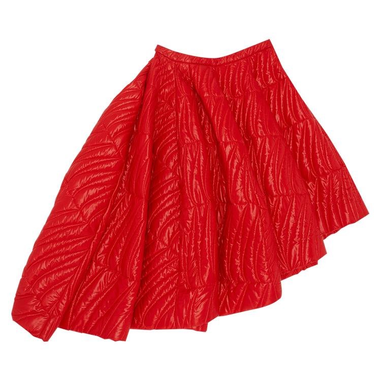 Vintage Christian Dior Asymmetrical Quilted Skirt 'Red' by CHRISTIAN DIOR