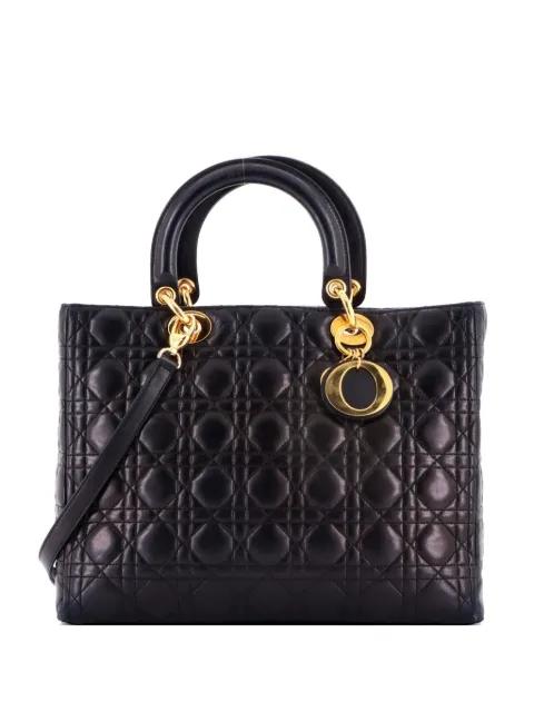 Vintage Lady Dior Bag Cannage Quilt Lambskin Large satchel by CHRISTIAN DIOR 