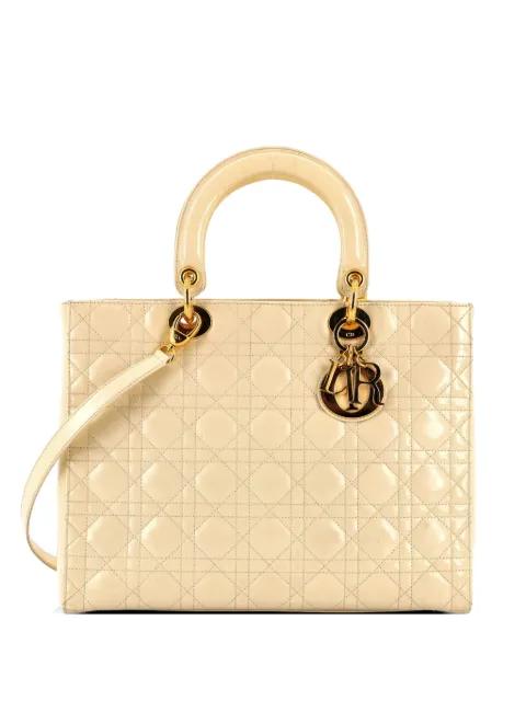 Vintage Lady Dior Bag Cannage Quilt Lambskin Large satchel by CHRISTIAN DIOR 
