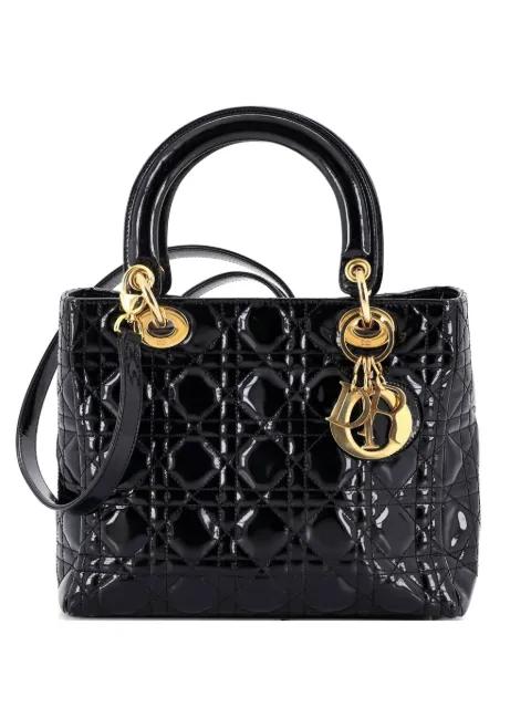 Vintage Lady Dior Bag Cannage Quilt Patent Medium tote bag by CHRISTIAN DIOR 