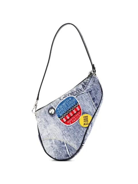 Vintage Saddle Bag Printed Denim Mini clutch bag by CHRISTIAN DIOR 