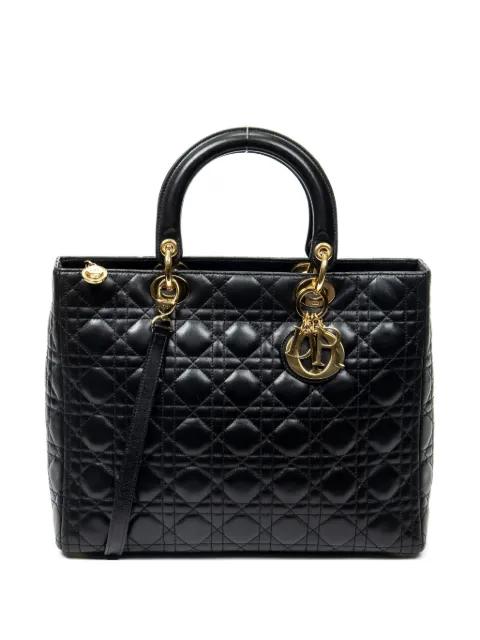 large Lady Dior Zip square-shaped quilted shoulder bag by CHRISTIAN DIOR 