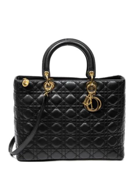 large Lady Dior leather tote bag by CHRISTIAN DIOR 