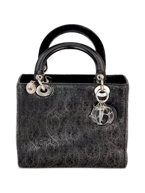 medium Lady laced leather tote bag by CHRISTIAN DIOR 