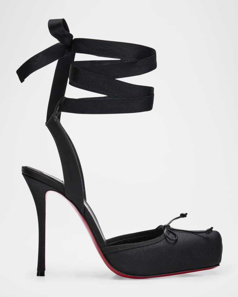 100mm Cassia Silk Ankle-Tie Ballerina Pumps by CHRISTIAN LOUBOUTIN