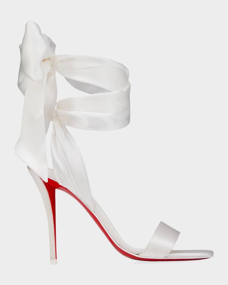 100mm Miss Z Satin Ankle-Wrap Sandals by CHRISTIAN LOUBOUTIN
