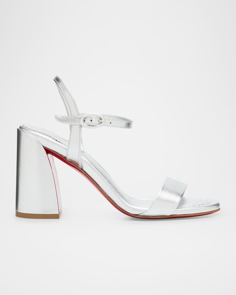 85mm Jane Metallic Leather Ankle-Strap Sandals by CHRISTIAN LOUBOUTIN