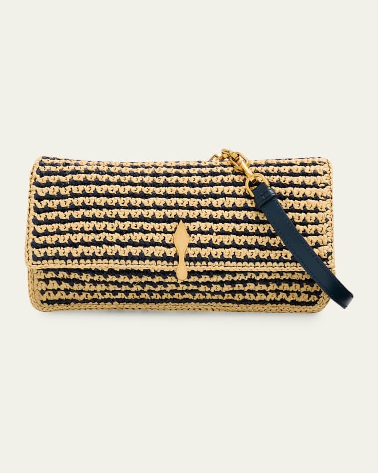 Bettina Crossbody Bag in Striped Crochet Raffia by CHRISTIAN LOUBOUTIN