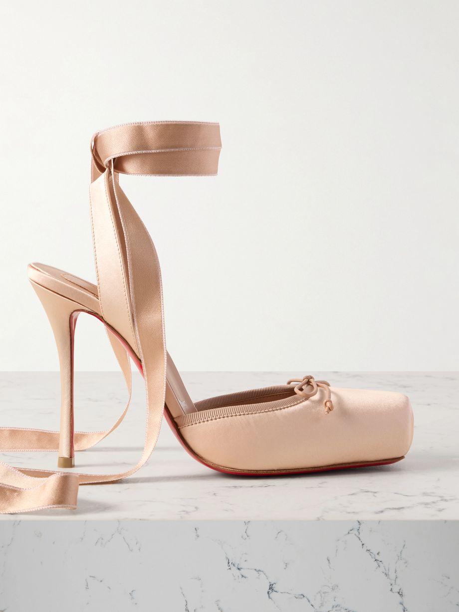 Cassia 100 bow-detailed satin-crepe pumps by CHRISTIAN LOUBOUTIN