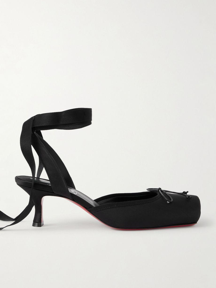 Cassia 55 bow-detailed grosgrain-trimmed satin pumps by CHRISTIAN LOUBOUTIN